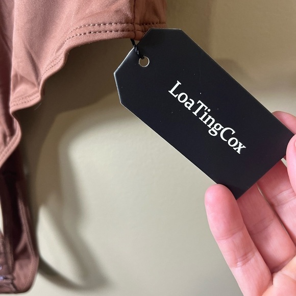 NWT Women's T Shirt Thong Bodysuit Shapewear Brown Large Layer Piece Basic - Picture 3 of 6